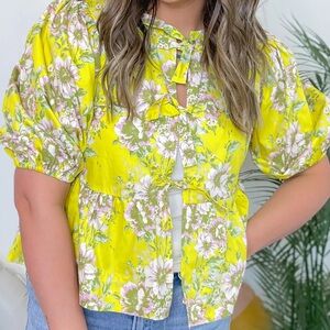 Yellow floral boutique top